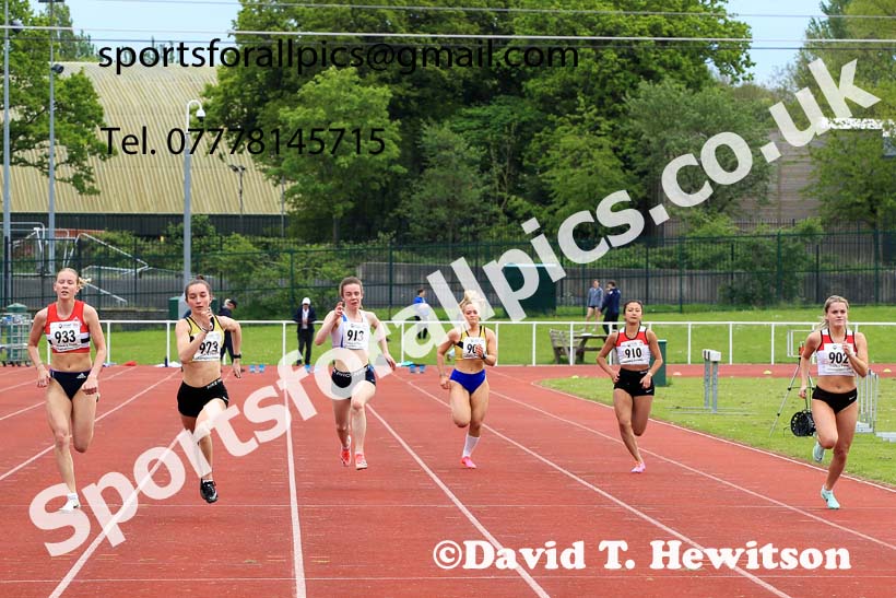 Senior Womens 100 metres, 2023 North Eastern Track and Field Champs., Middlesbrough Sports Village, Middlesbrough. Photo: David T. Hewitson/Sports for All Pics